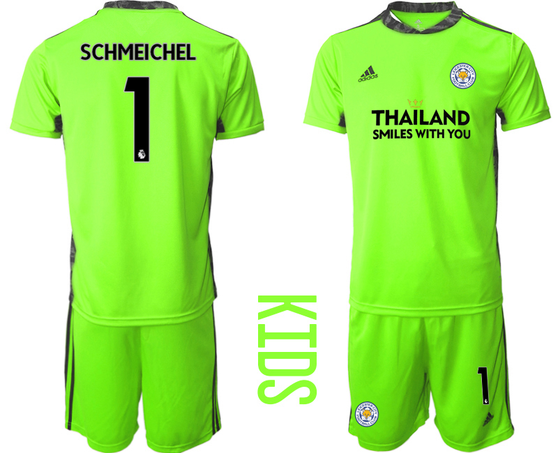 Youth 2020-2021 club Leicester City green goalkeeper #1 Soccer Jerseys